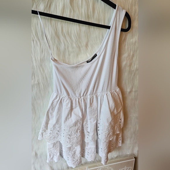 Zara Spring Angel Tiered Lace Asymmetrical Mini Dress - Picture 2 of 7